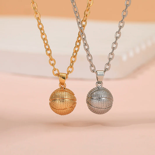 New In Sporty Basketball Football Pendant Necklace 3D Ball Choker For Women Men Boys Fans Lovers Jewelry Party Birthday Gift