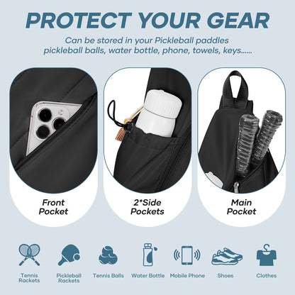 Pickleball Bag Sling Bags for Women Men- Turnable Crossbody Sling Backpack for Pickleball Paddle, Tennis, Pickleball Sticks Bags