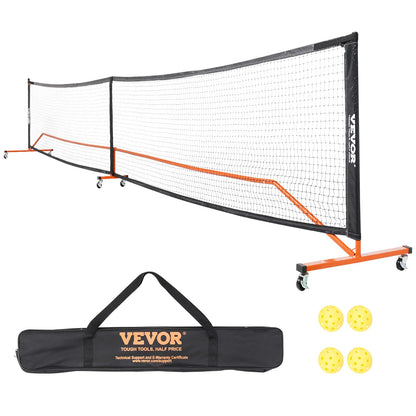VEVOR Pickleball Net Set with Wheels 22FT Regulation Size Portable Pickleball System with Carrying Bag and Balls Weather Resistant Steady Metal Frame & Strong PE Net for Outdoor Backyard Driveway
